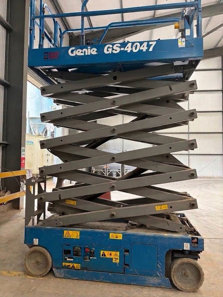 Vertical mast lift ready for inspection